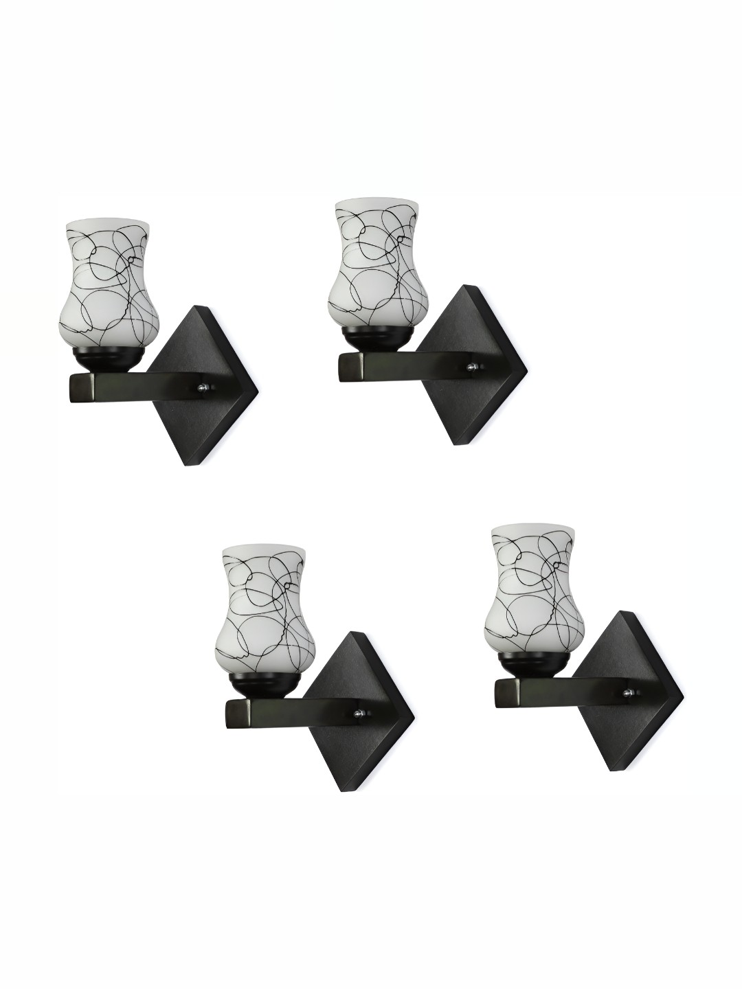 

1ST TIME Black & White Printed Glass Traditional Abstract Shaped Shaped Wall Lamp