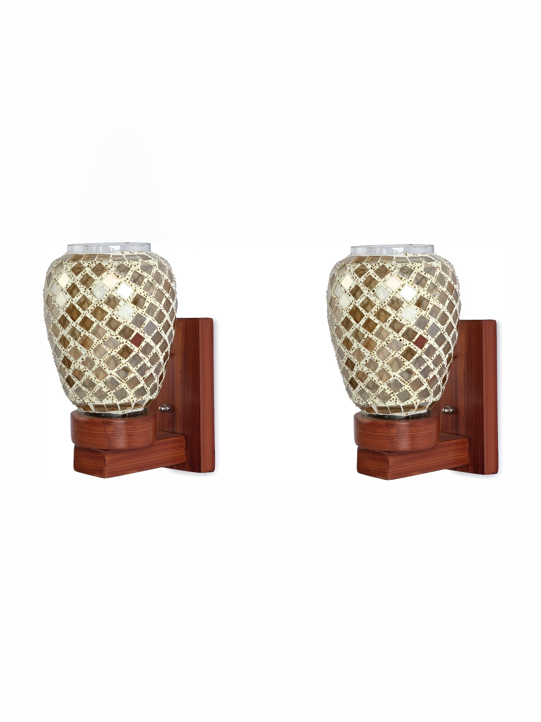 

1ST TIME Gold-Toned & White Printed Glass Traditional Rectangle Shaped Wall Lamp
