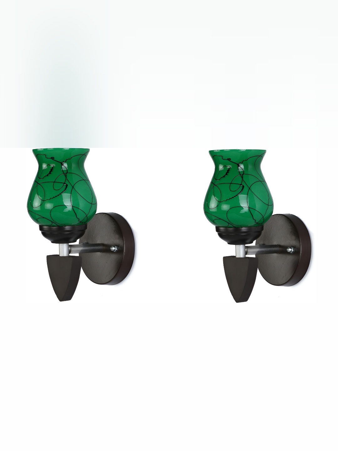 

1ST TIME Green & Black Printed Glass Traditional Wall Lamp