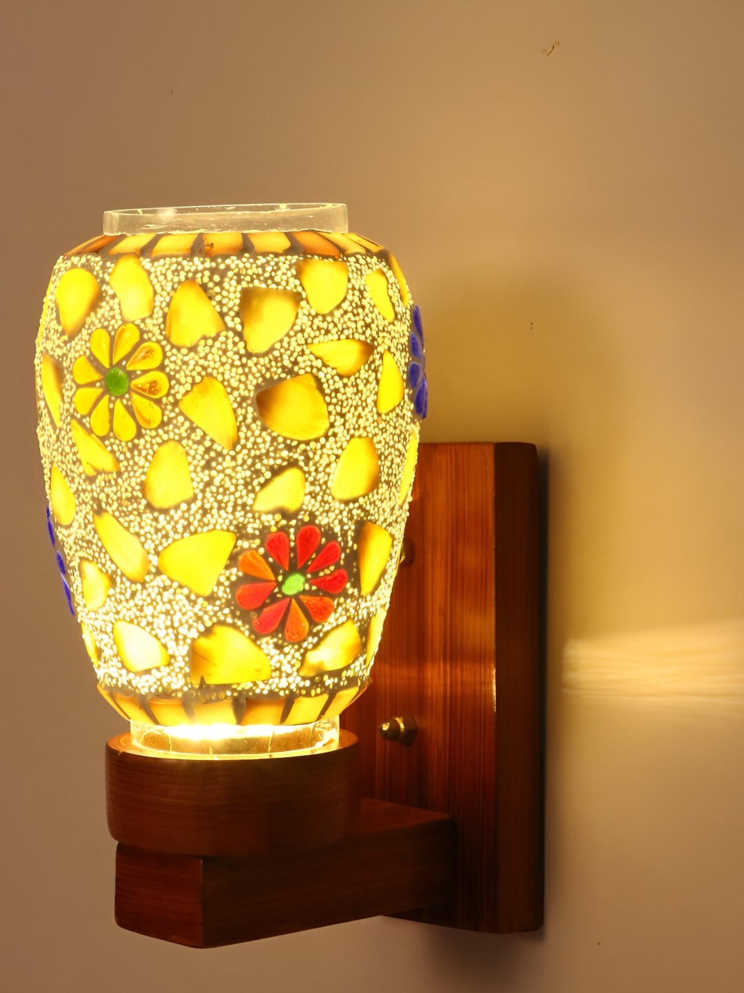 

1ST TIME White & Brown Textured Glass Traditional Rectangle Shaped Wall Lamp