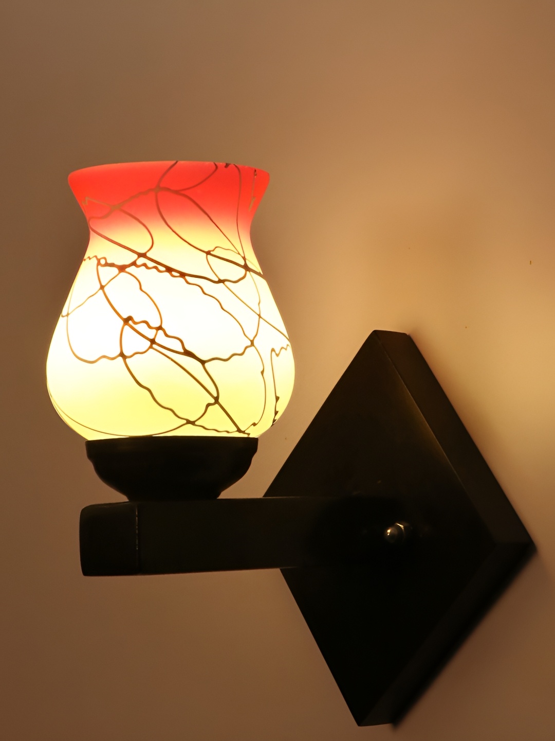 

1ST TIME Grey & Pink Printed Glass Traditional Wall Lamp