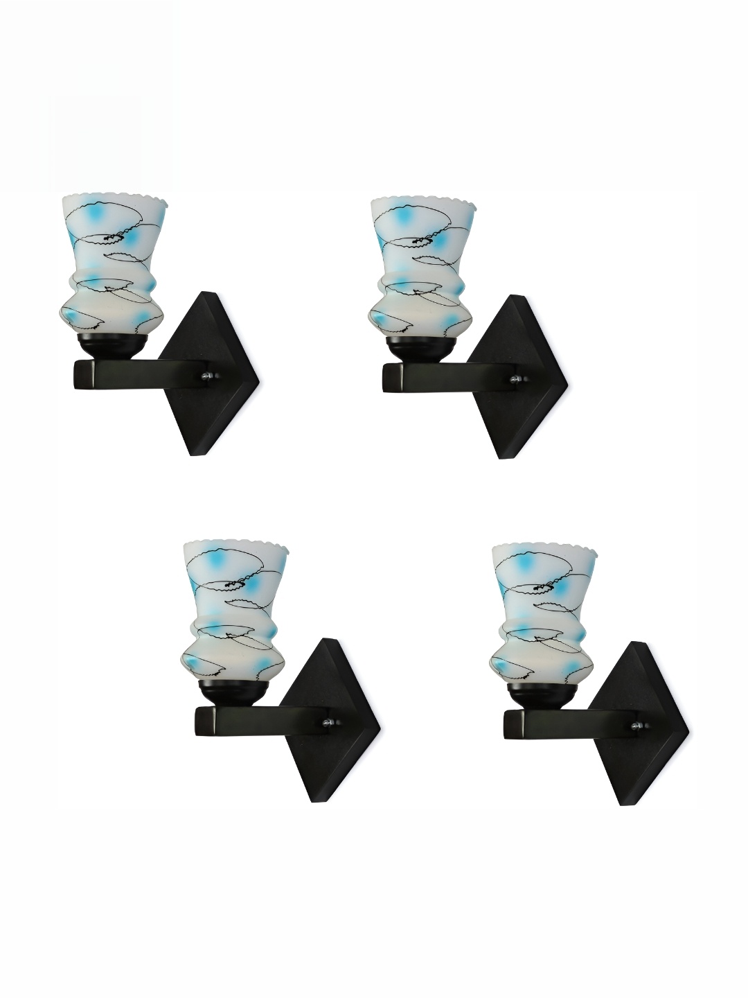 

1ST TIME Blue & White Textured Glass Traditional Abstract Shaped Shaped Wall Lamp