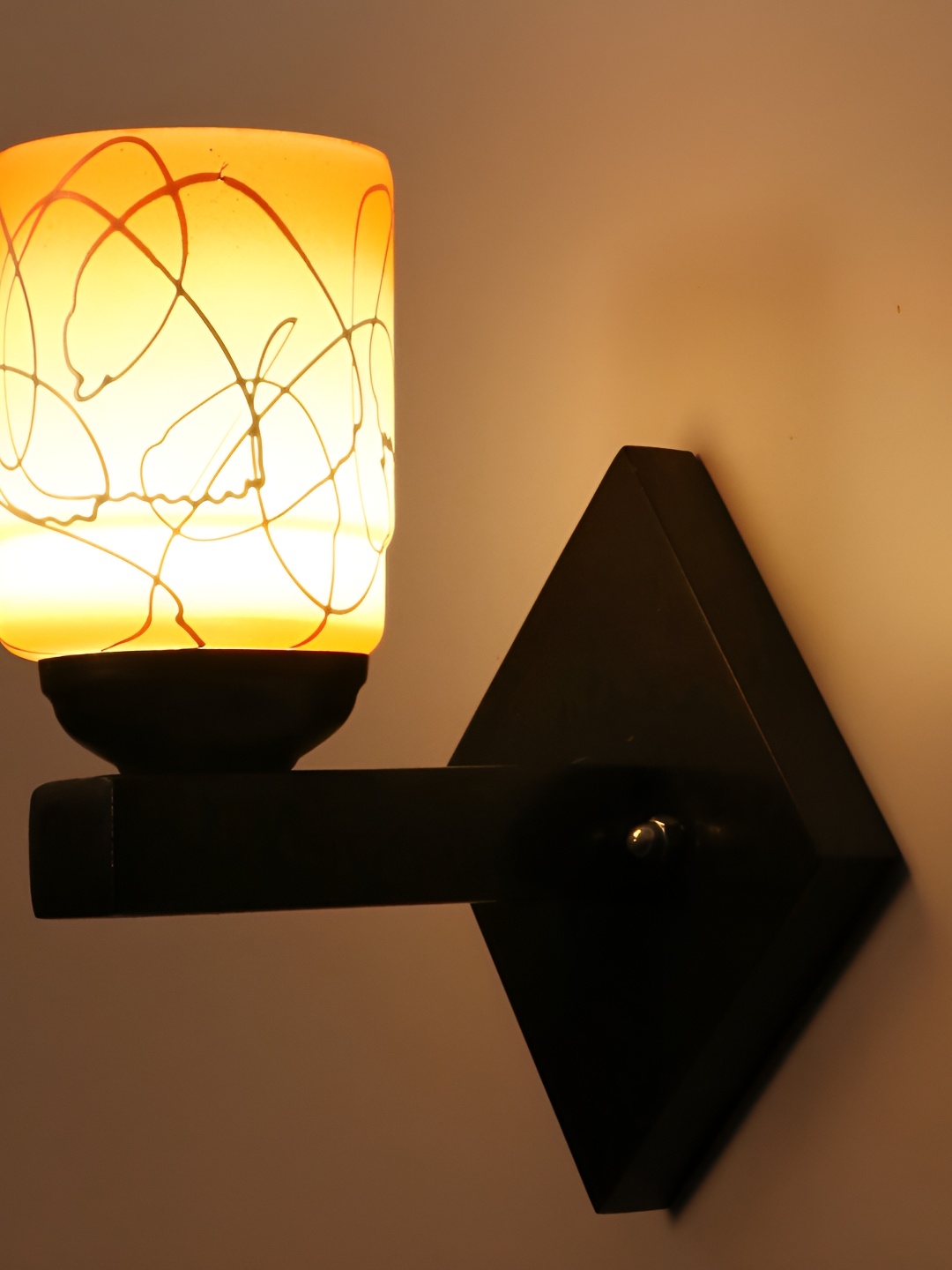 

1ST TIME Orange & White Printed Glass Traditional Rectangle Shaped Wall Lamp
