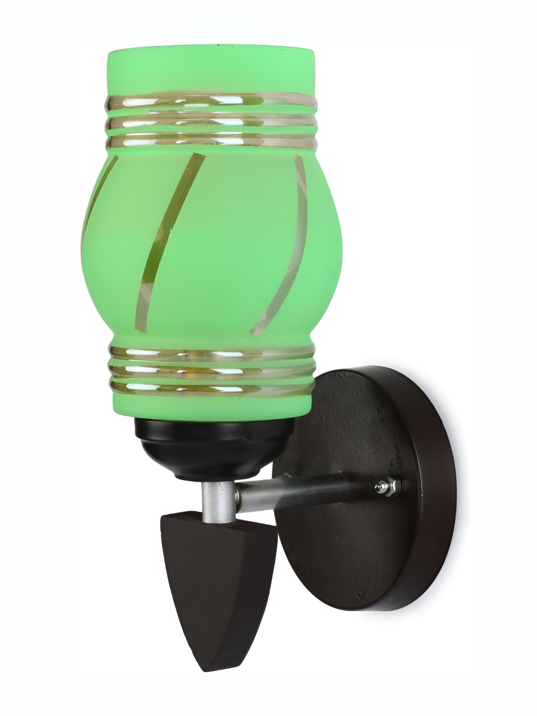 

1ST TIME Green & Gold-Toned Printed Glass Traditional Wall Lamp
