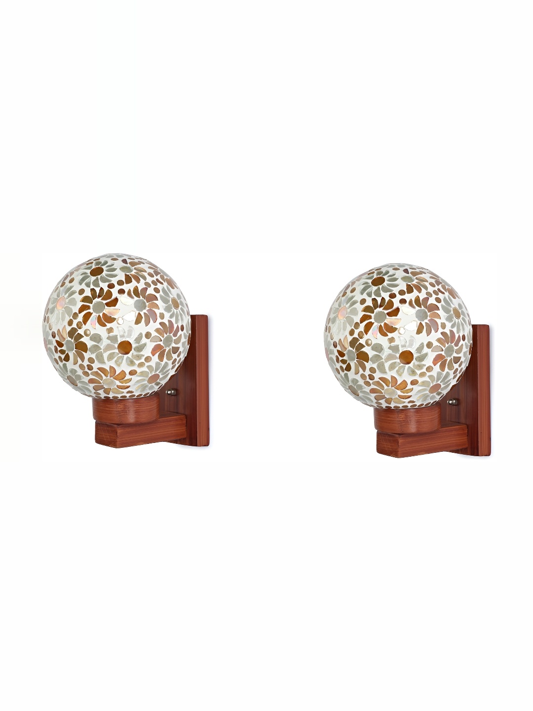 

1ST TIME White & Brown Printed Glass Traditional Spherical Shaped Wall Lamp