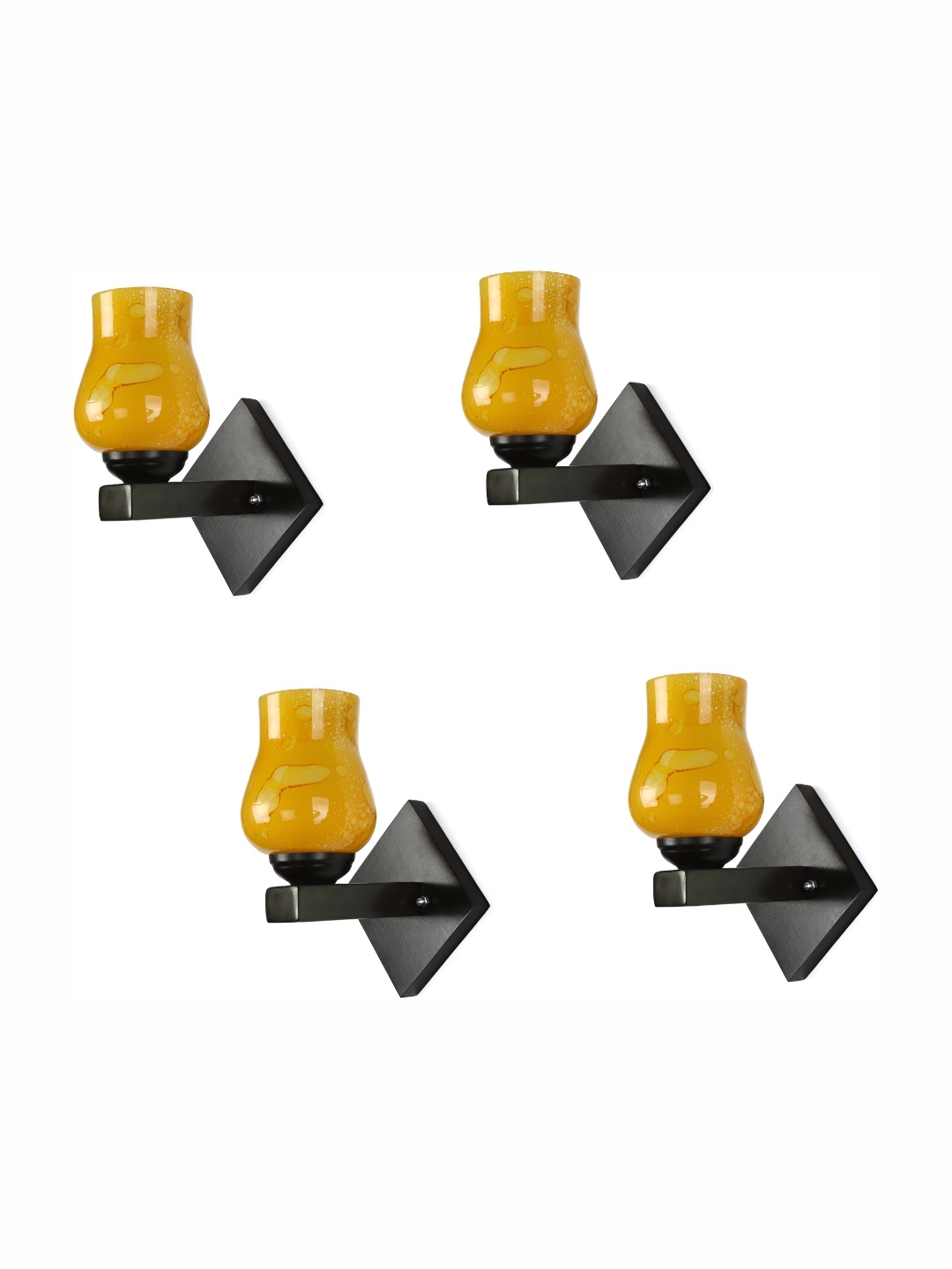 

1ST TIME Yellow & Black Printed Glass Traditional Wall Lamp