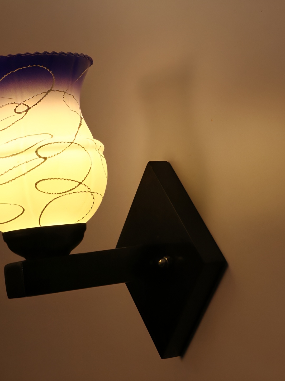 

1ST TIME Blue & Black Textured Glass Traditional Wall Lamp