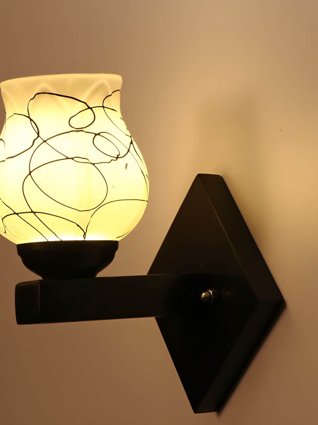 

1ST TIME White & Black Printed Glass Traditional Wall Lamp