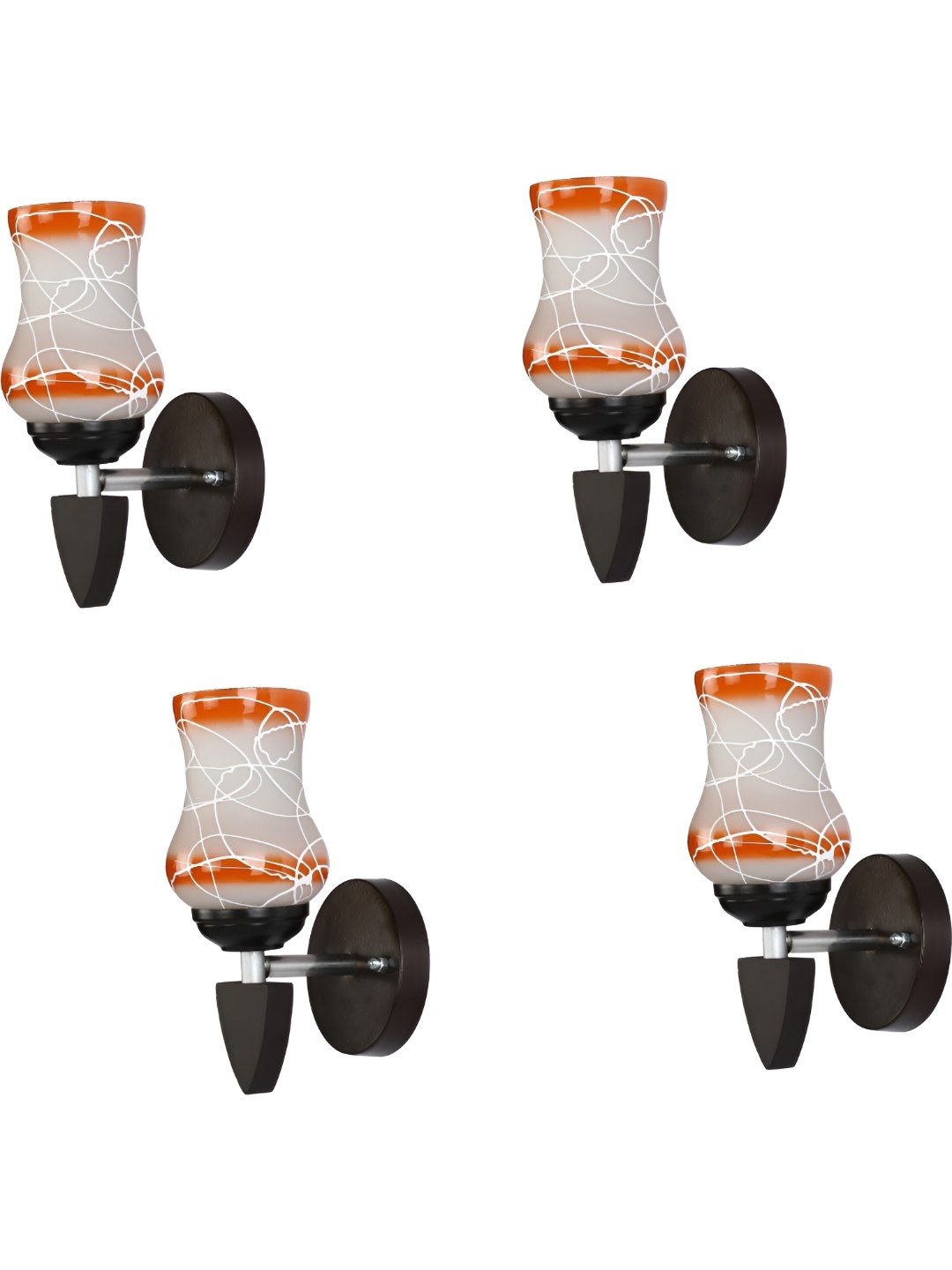 

1ST TIME Orange & White Printed Glass Traditional Wall Lamp