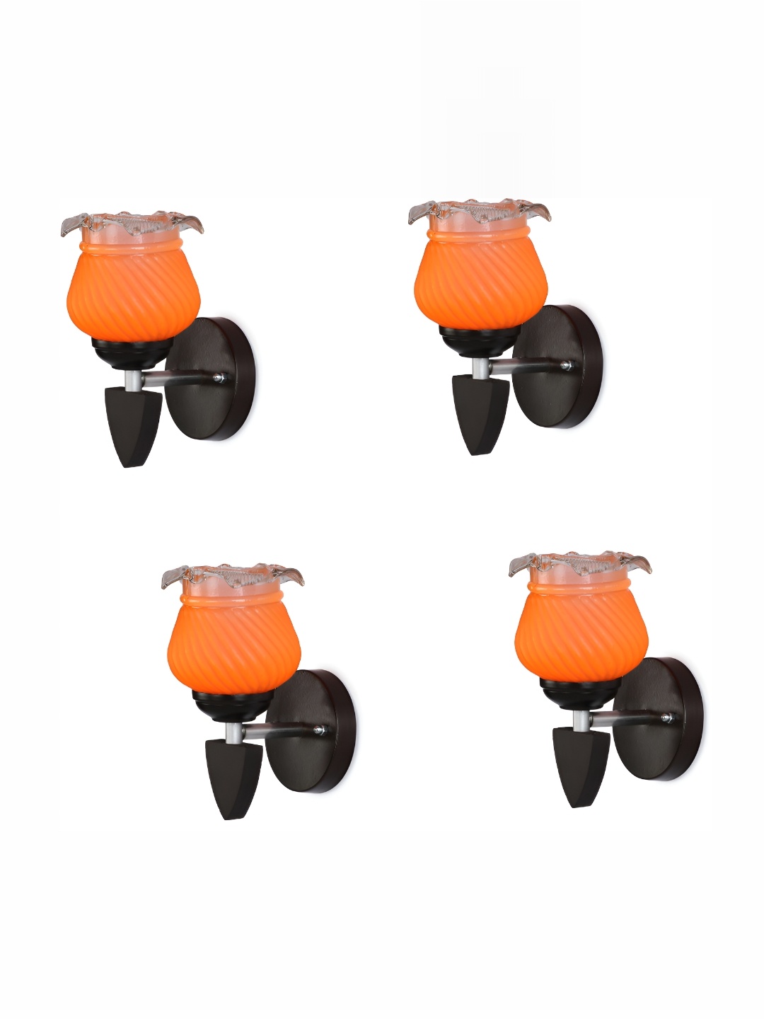 

1ST TIME Orange & Black Textured Glass Traditional Wall Lamp