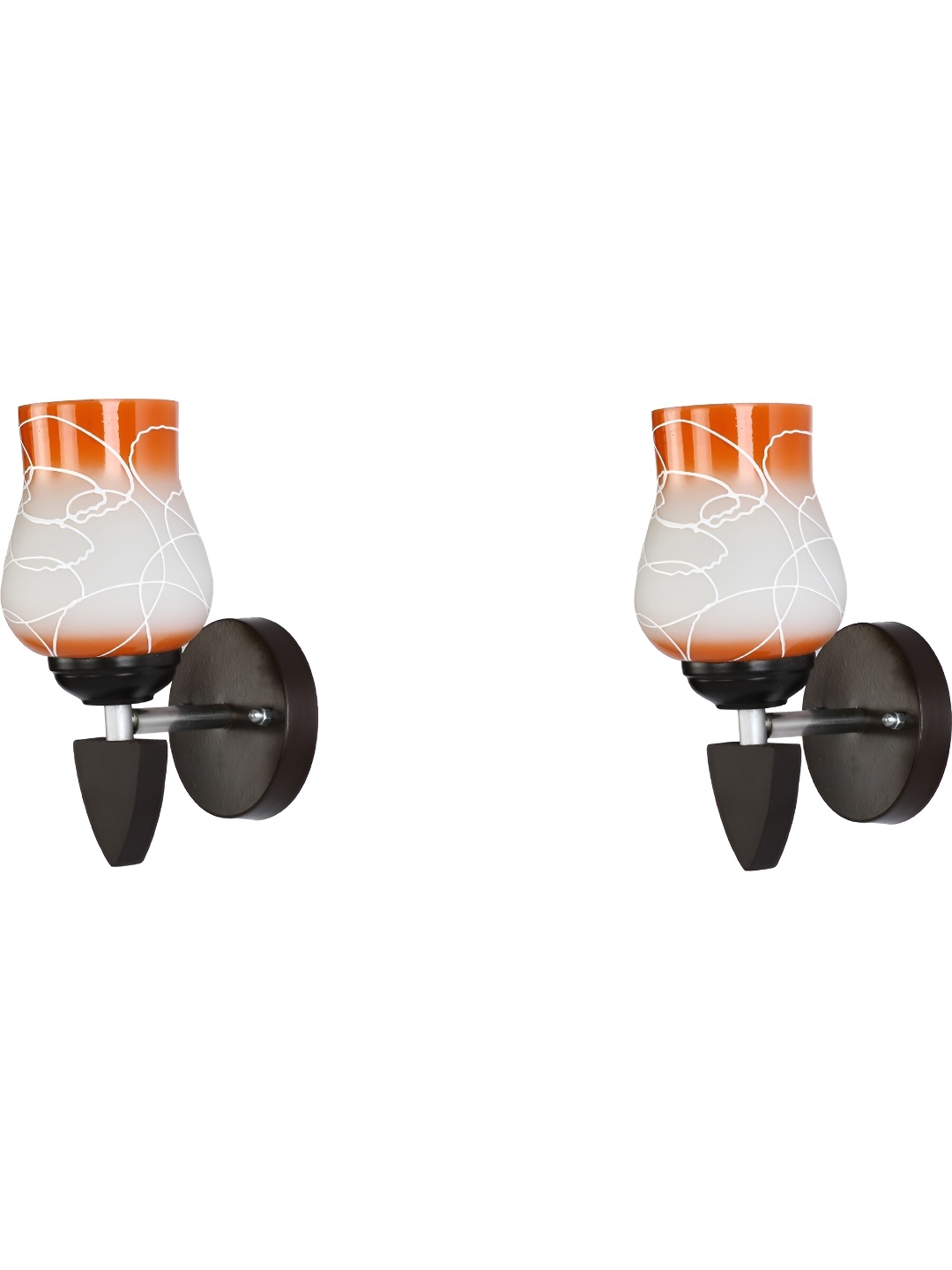 

1ST TIME White & Orange Printed Glass Traditional Cylinder Shaped Wall Lamp