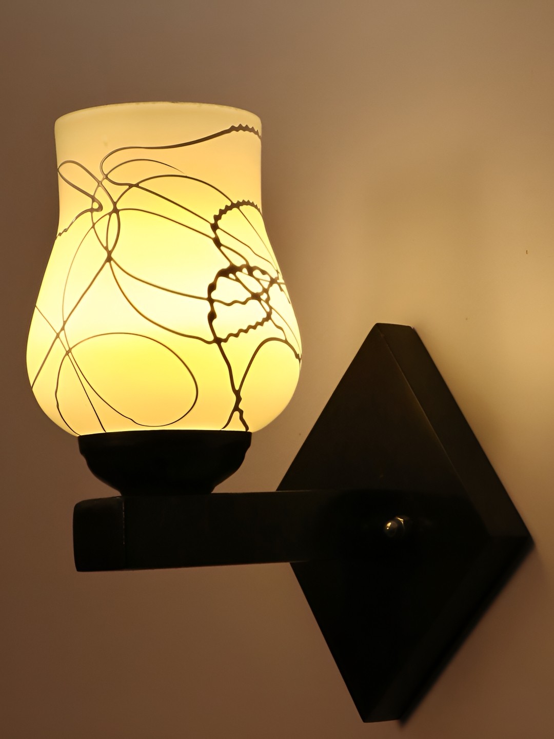 

1ST TIME White Printed Glass Traditional Wall Lamp