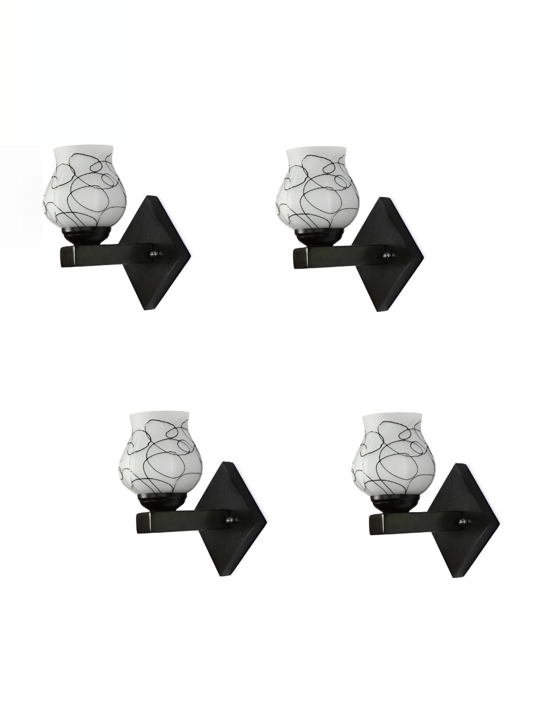 

1ST TIME Black & White Printed Glass Traditional Wall Lamp