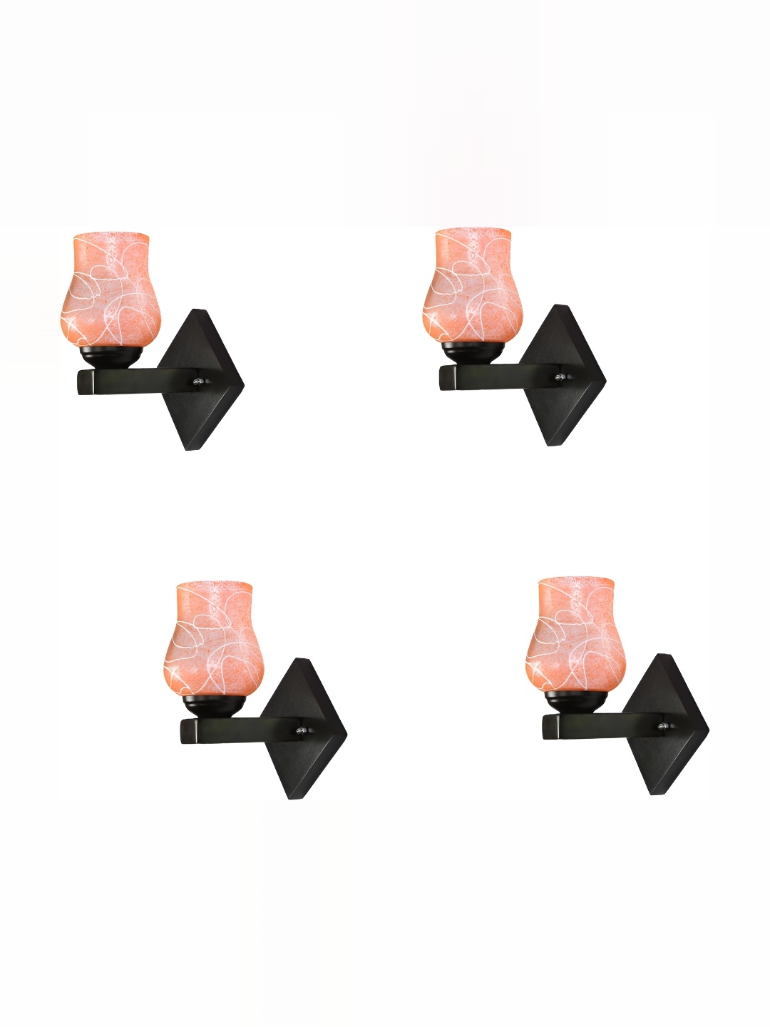 

1ST TIME Orange & Black Printed Glass Traditional Wall Lamp