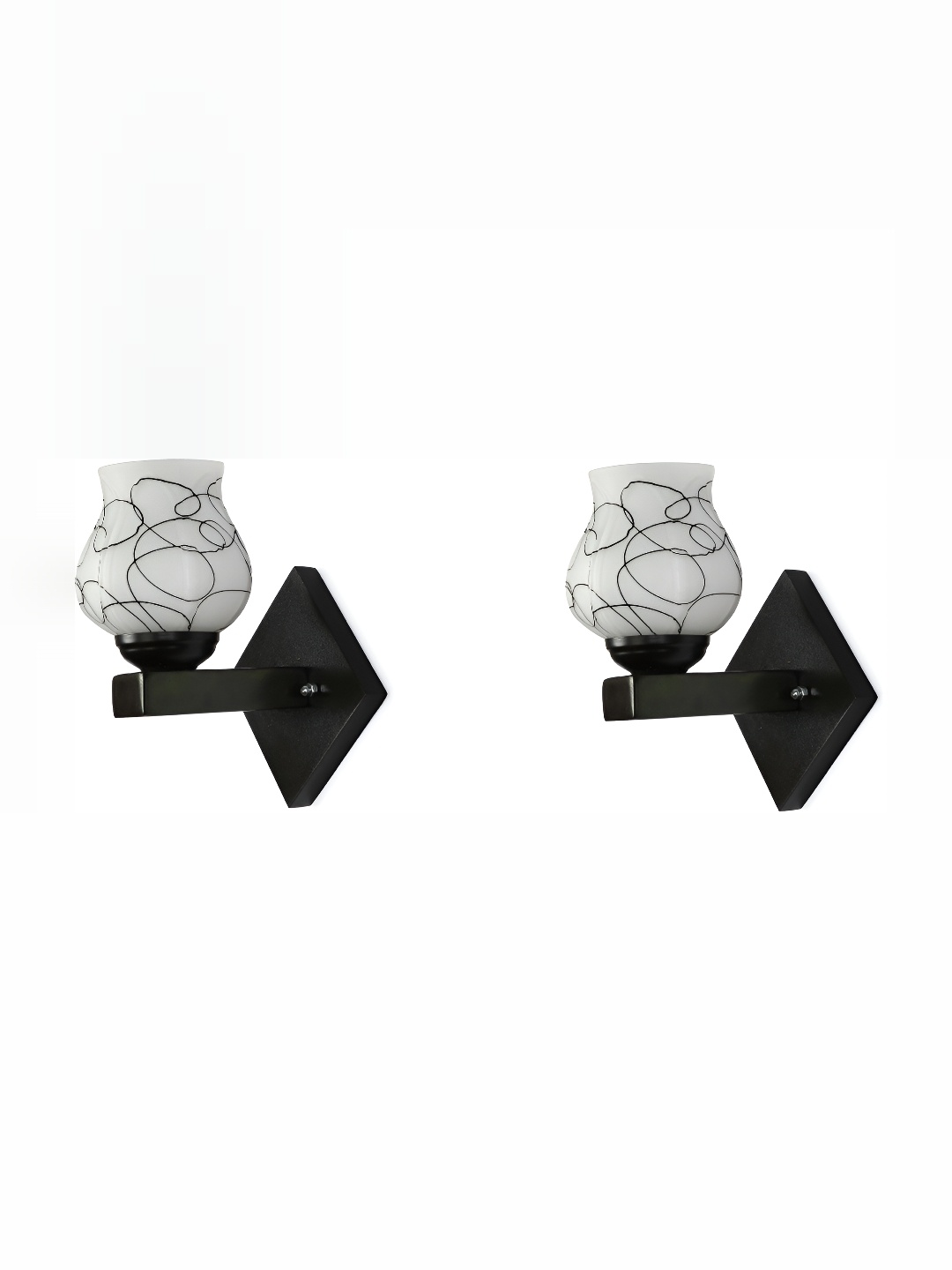 

1ST TIME Black & White Textured Glass Traditional Wall Lamp