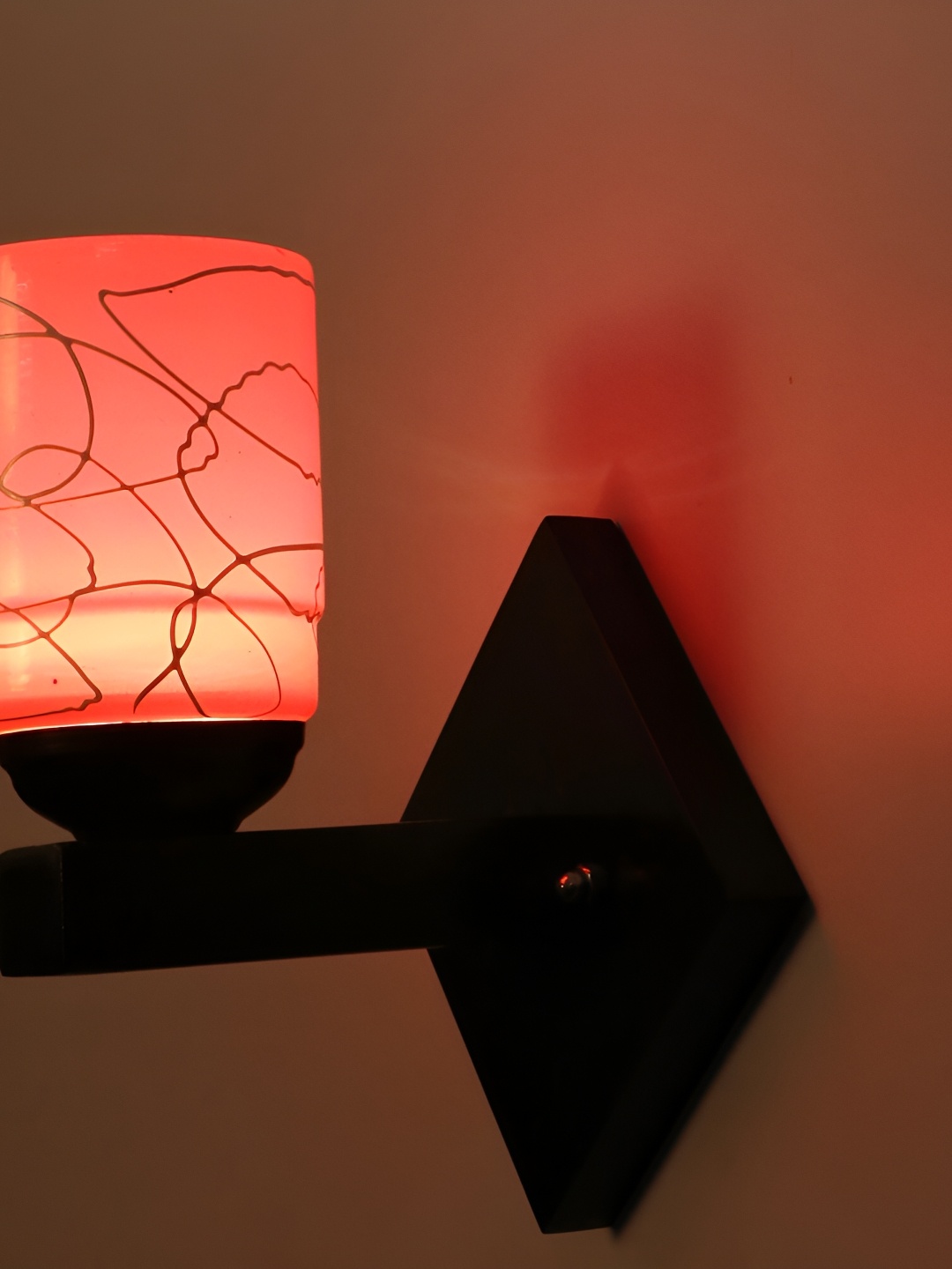 

1ST TIME Pink & Black Textured Glass Traditional Cylinder Shaped Wall Lamp