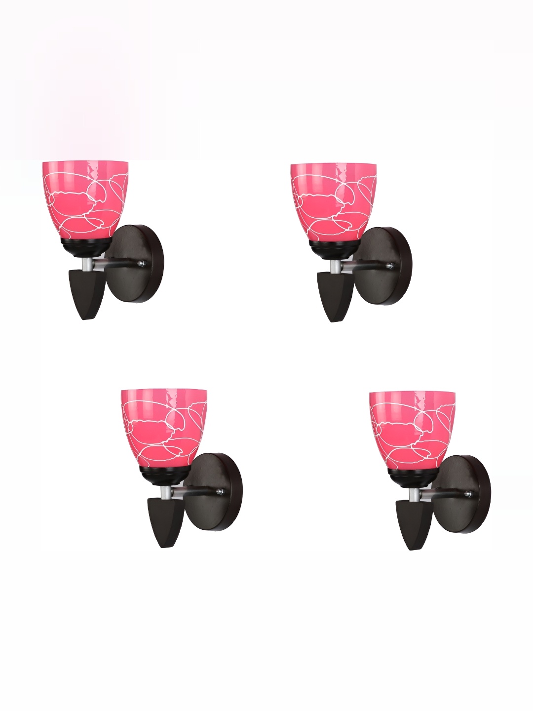 1ST TIME Pink & Black Printed Glass Traditional Cylinder Shaped Wall Lamp