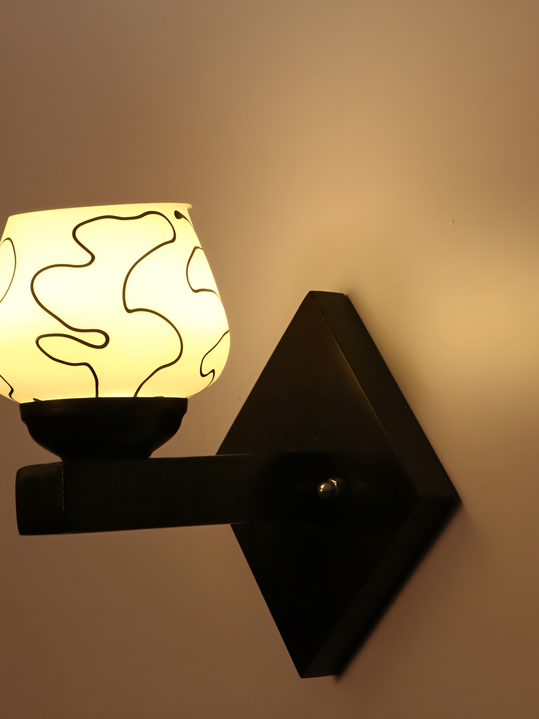 

1ST TIME Black & White Textured Glass Traditional Abstract Shaped Shaped Wall Lamp