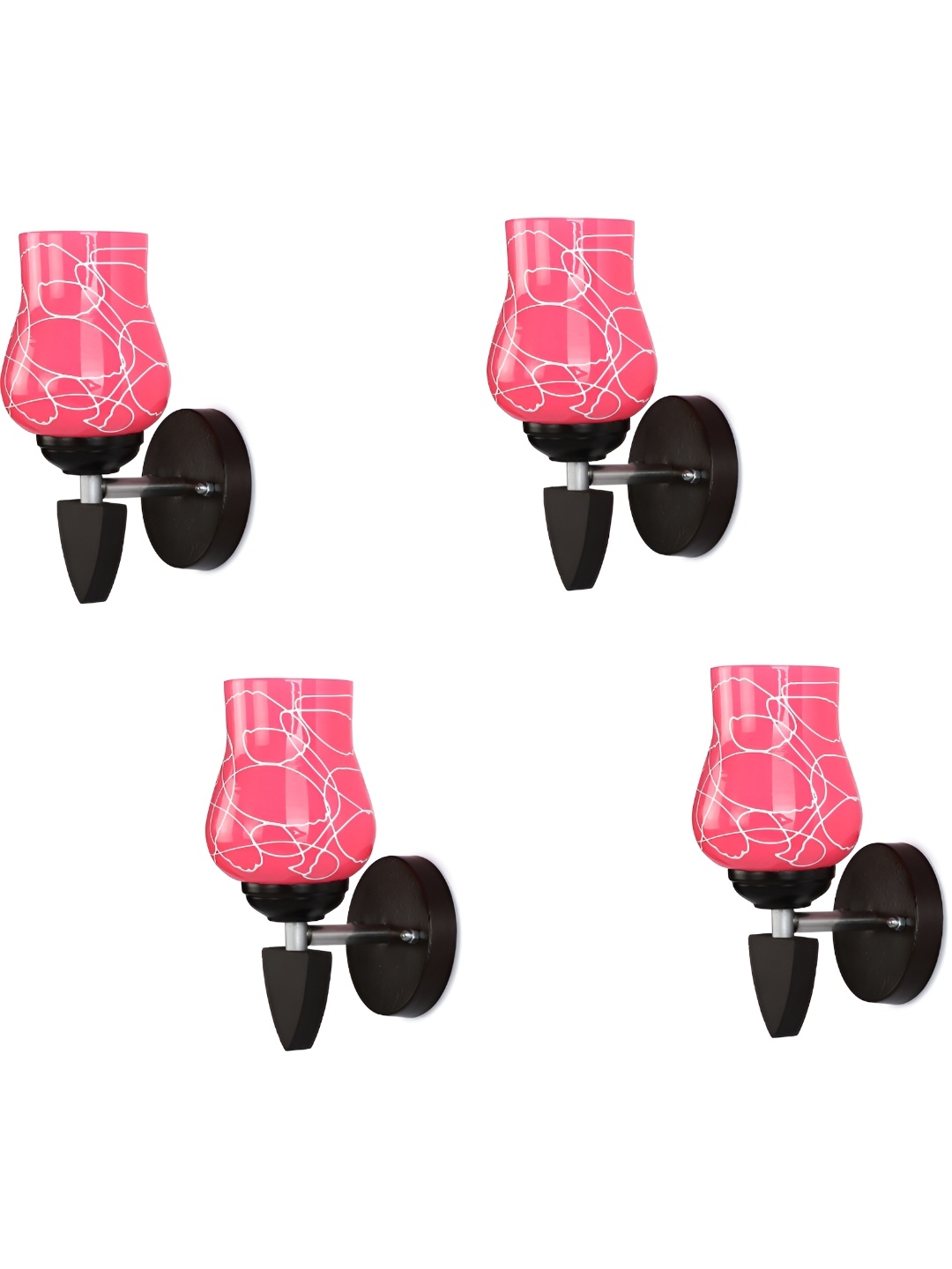 1ST TIME Pink & Black Textured Glass Traditional Abstract Shaped Shaped Wall Lamp