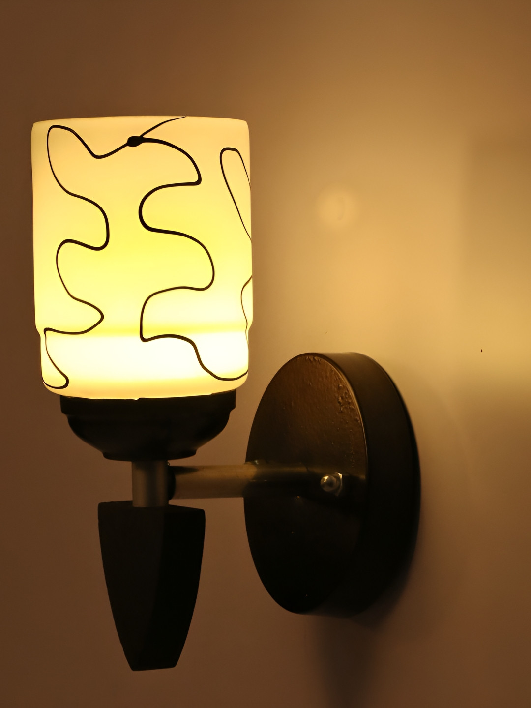 

1ST TIME Black & White Printed Glass Traditional Rectangle Shaped Wall Lamp