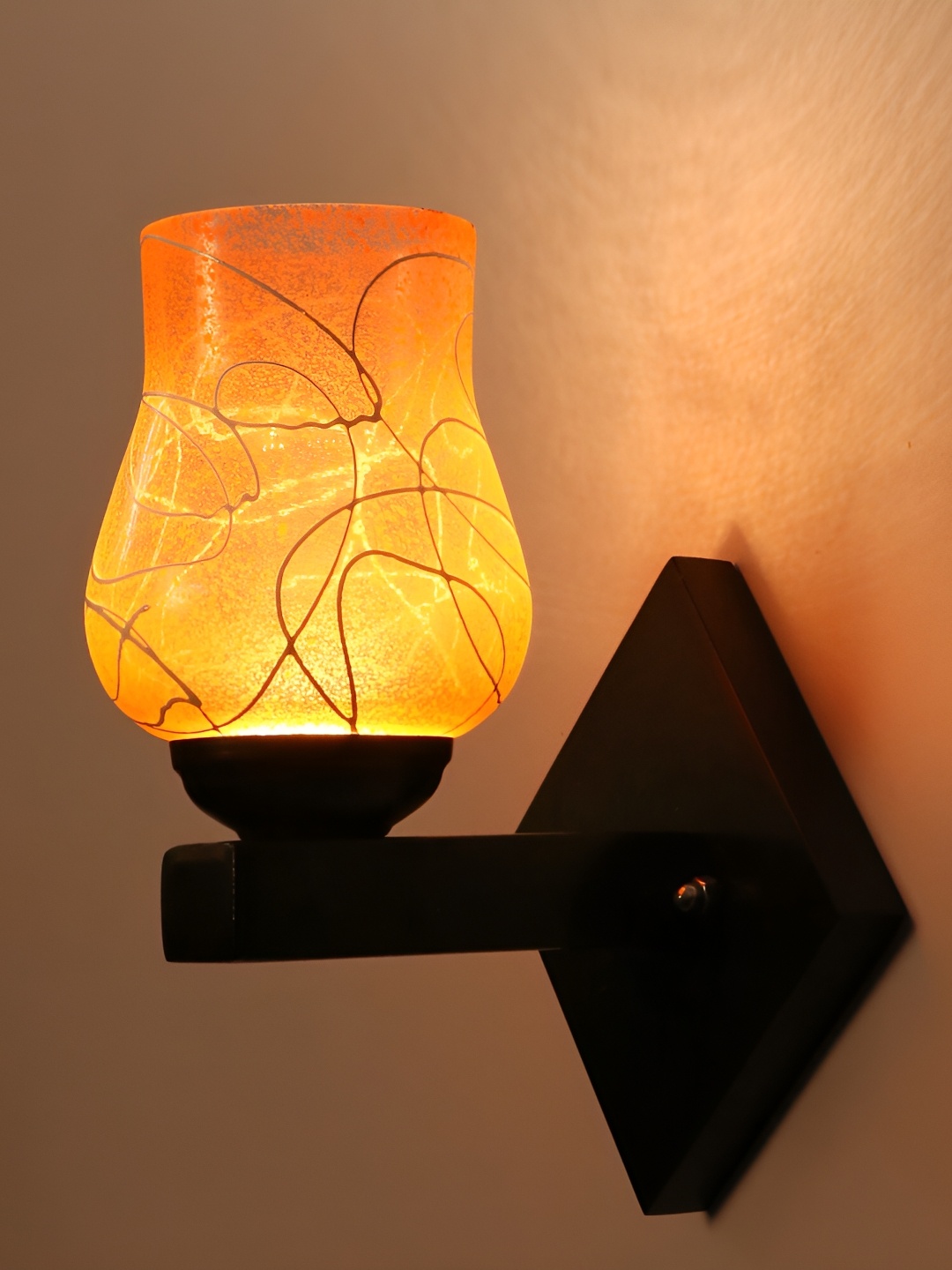 

1ST TIME Orange & White Textured Glass Traditional Wall Lamp