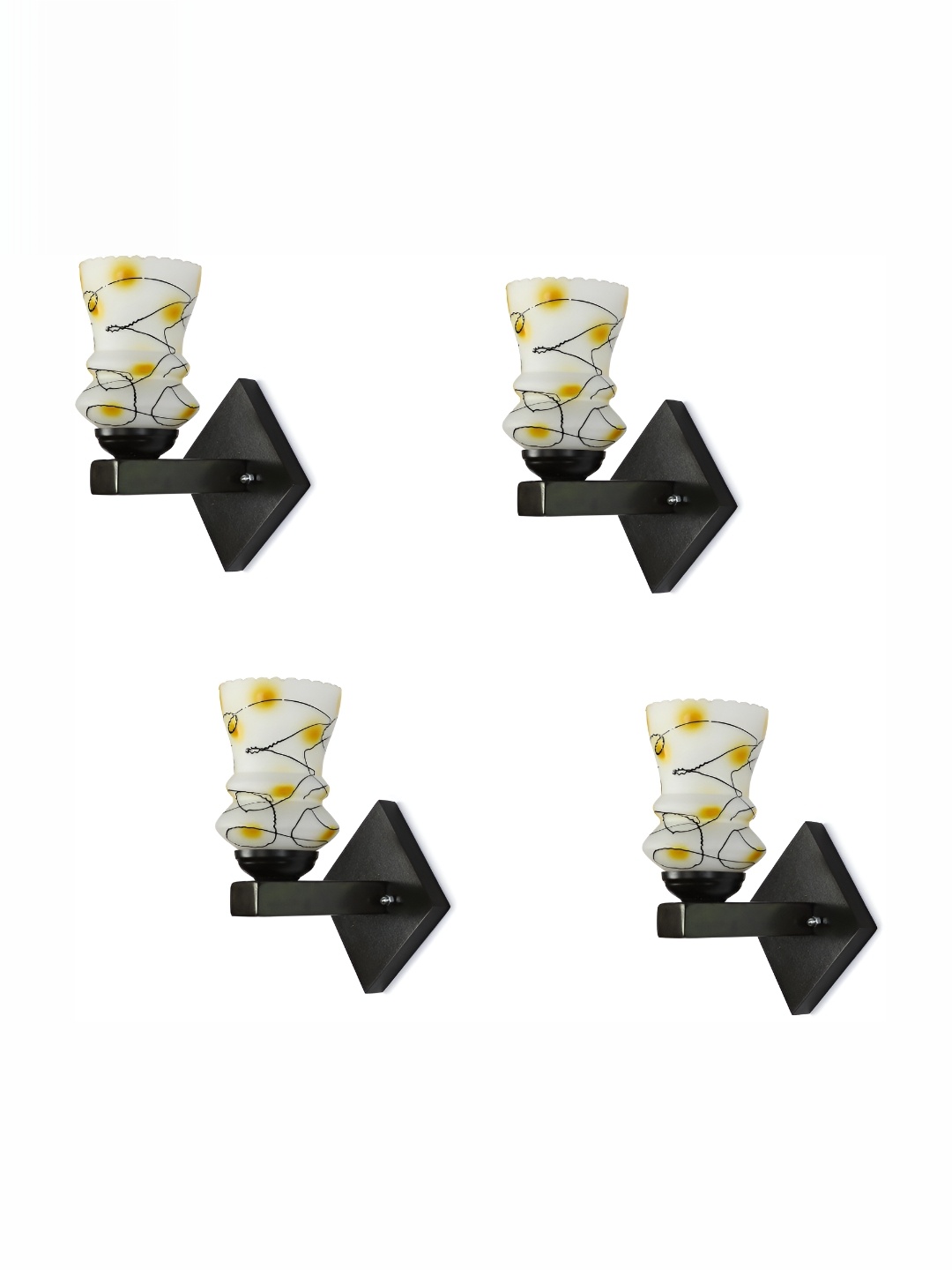 

1ST TIME Yellow & White Textured Glass Traditional Abstract Shaped Shaped Wall Lamp