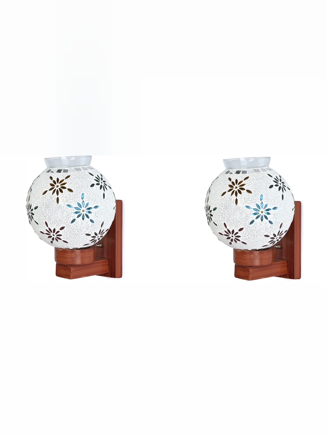 

1ST TIME White & Brown Textured Glass Traditional Spherical Shaped Wall Lamp