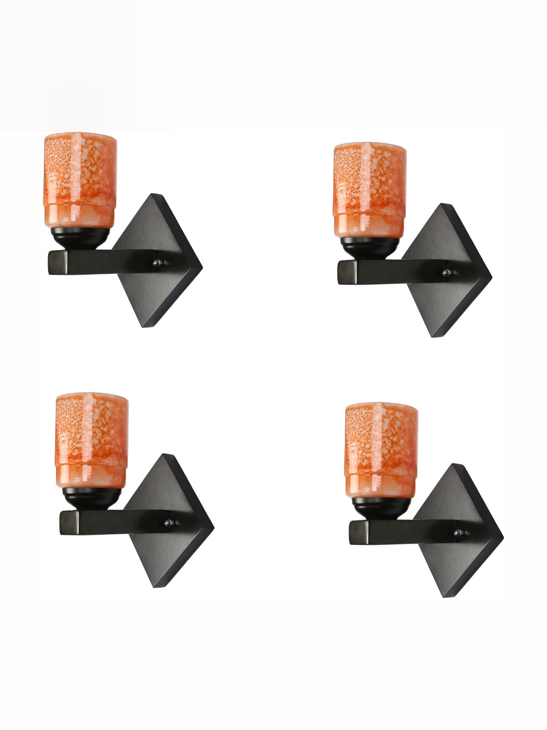 

1ST TIME Orange & Black Glass Traditional Cylinder Shaped Wall Lamp