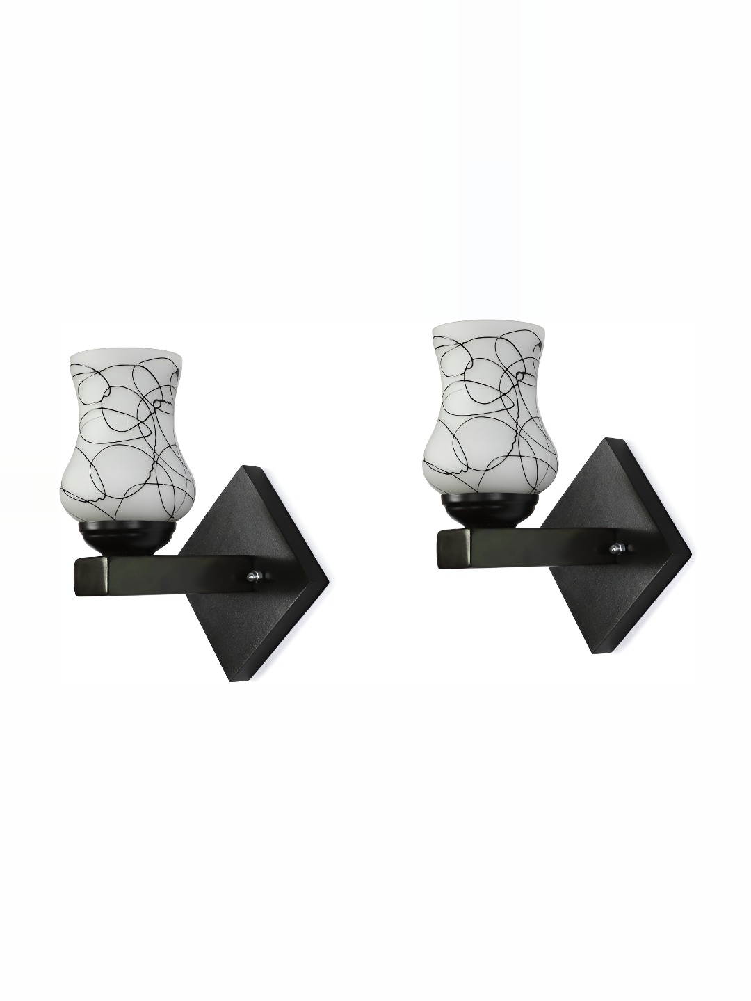 

1ST TIME Black & White Textured Glass Traditional Wall Lamp
