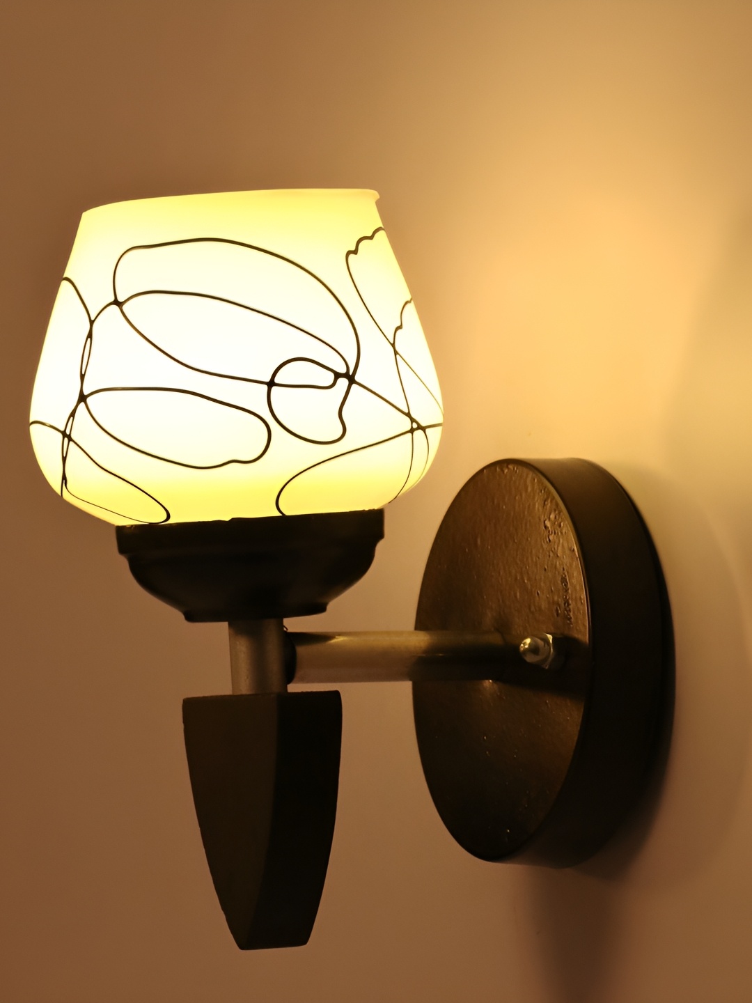 

1ST TIME Black & White Printed Glass Traditional Wall Lamp