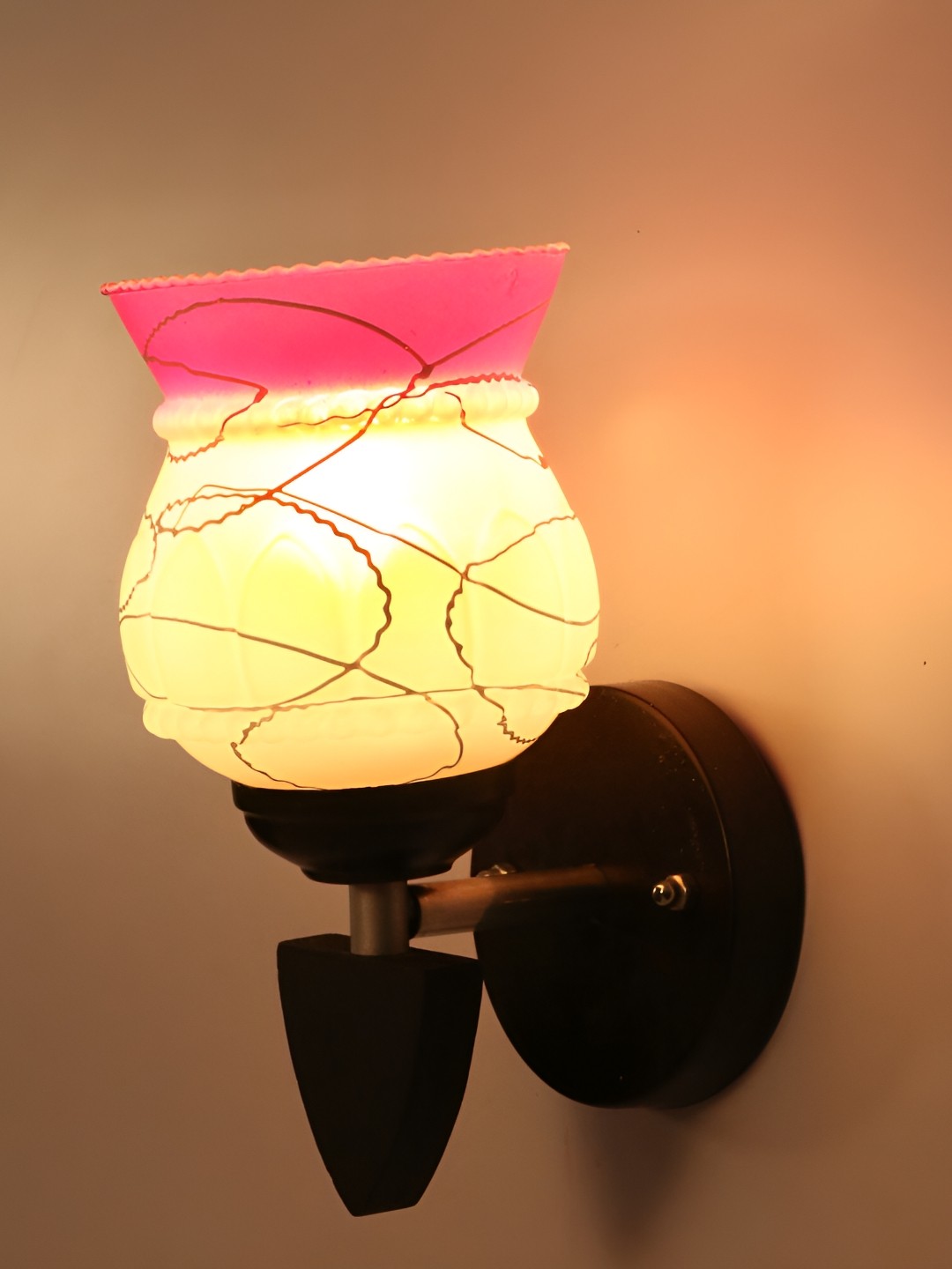 

1ST TIME White & Purple Printed Glass Traditional Wall Lamp