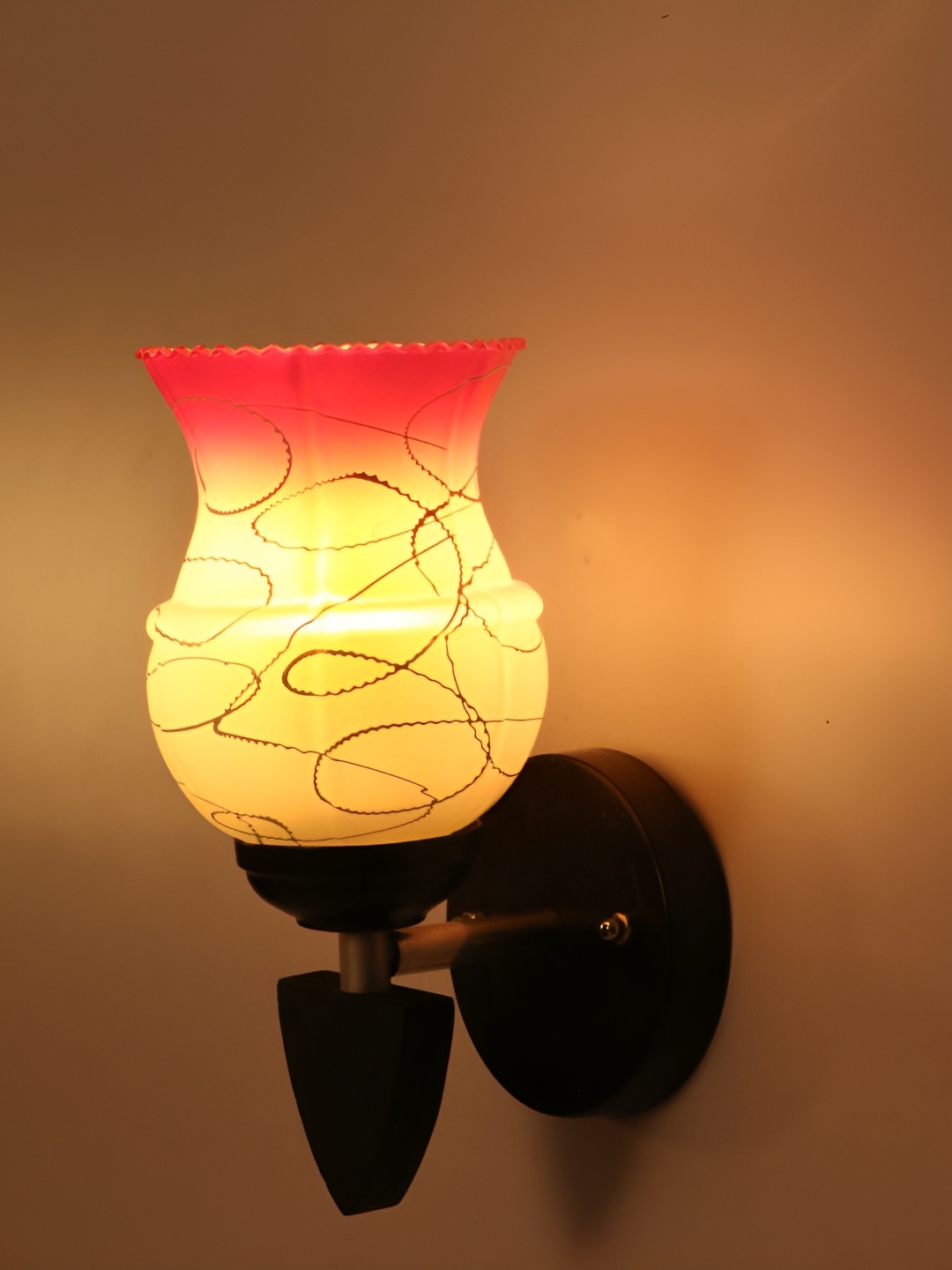 

1ST TIME Pink & White Printed Glass Traditional Wall Lamp