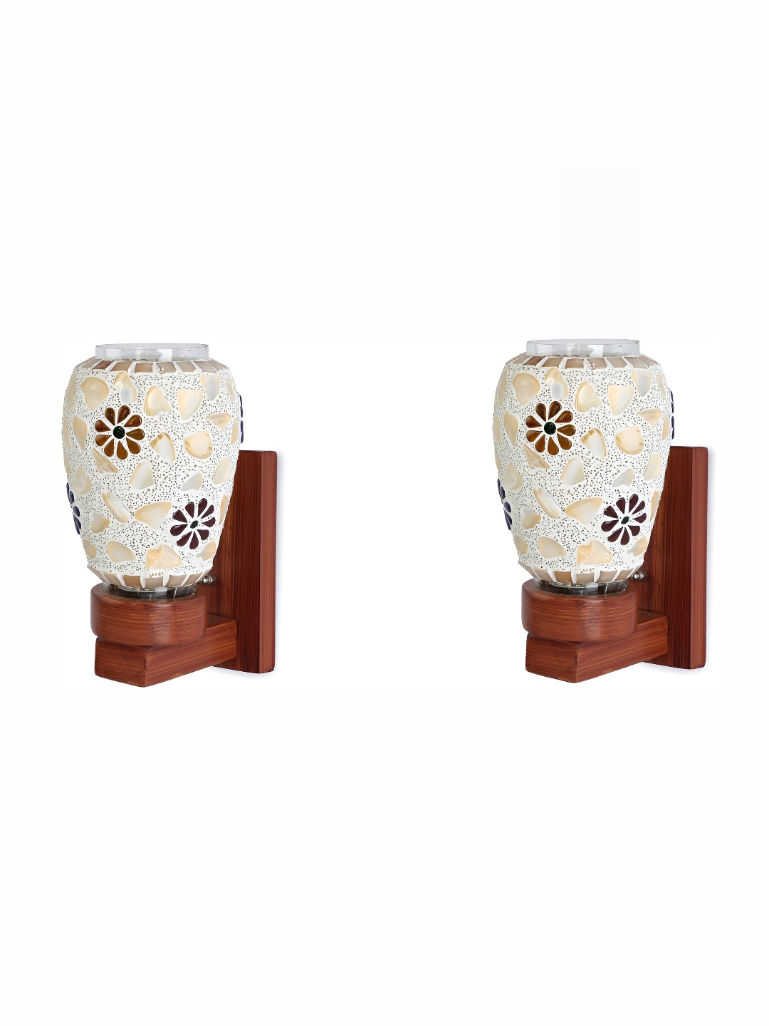 

1ST TIME White & Yellow Textured Glass Traditional Cylinder Shaped Wall Lamp