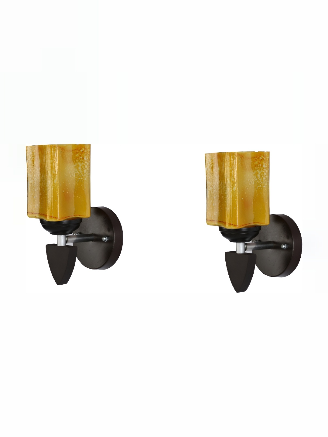 

1ST TIME Yellow & Black Printed Glass Traditional Cylinder Shaped Wall Lamp