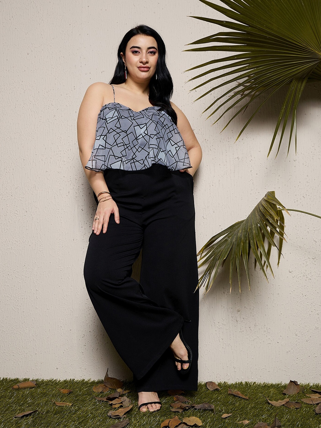 

CURVE BY KASSUALLY Printed Basic Jumpsuit, Black