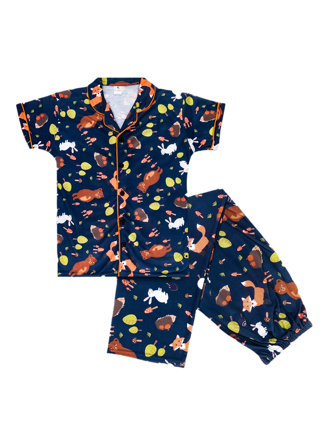 

BAESD Unisex Kids Printed Night suit, Navy blue