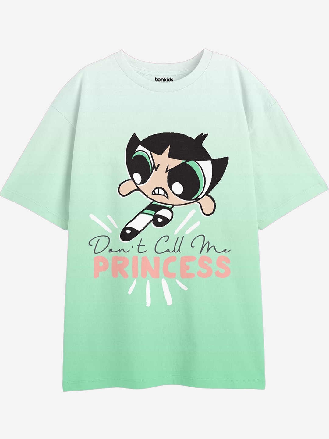 

BONKIDS Girls Graphic Printed Drop-Shoulder Sleeves Cotton Oversized T-shirt, Blue