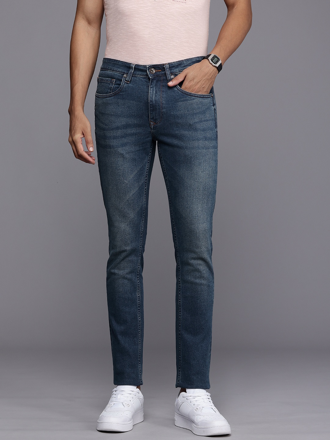 

Louis Philippe Jeans Men Super Slim Fit Light Fade Stretchable Jeans, Blue