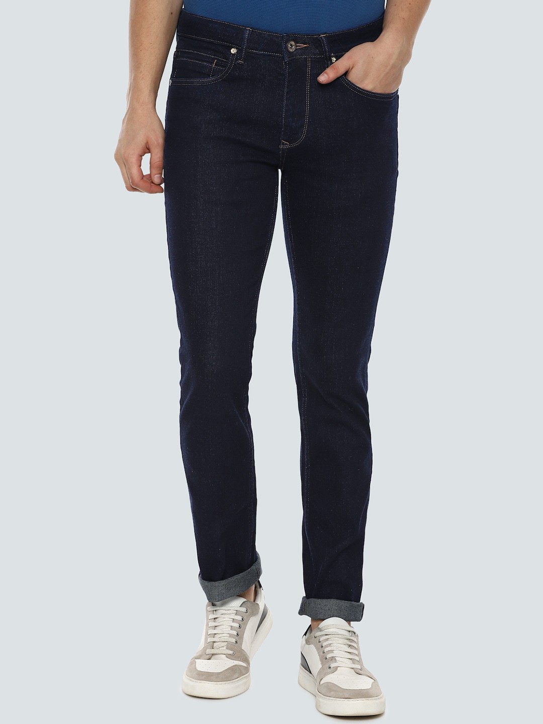 

Louis Philippe Jeans Men Slim Fit Low-Rise Stretchable Jeans, Navy blue