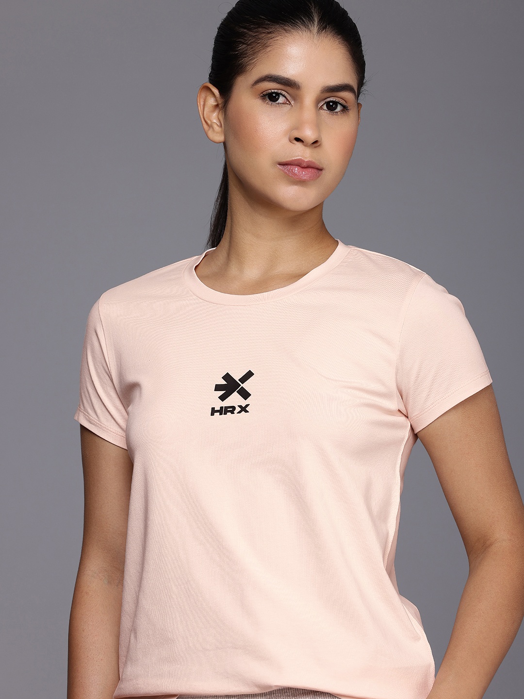 

HRX by Hrithik Roshan Brand Logo Printed Relaxed Fit T-shirt, Cream