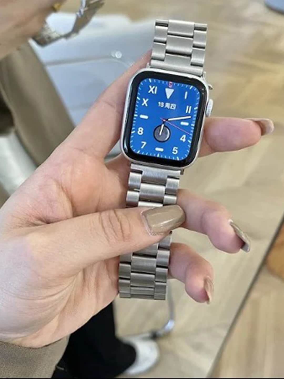 

PEEPERLY Men Stainless Steel Craft Wrist Strap For Apple Watch, Silver