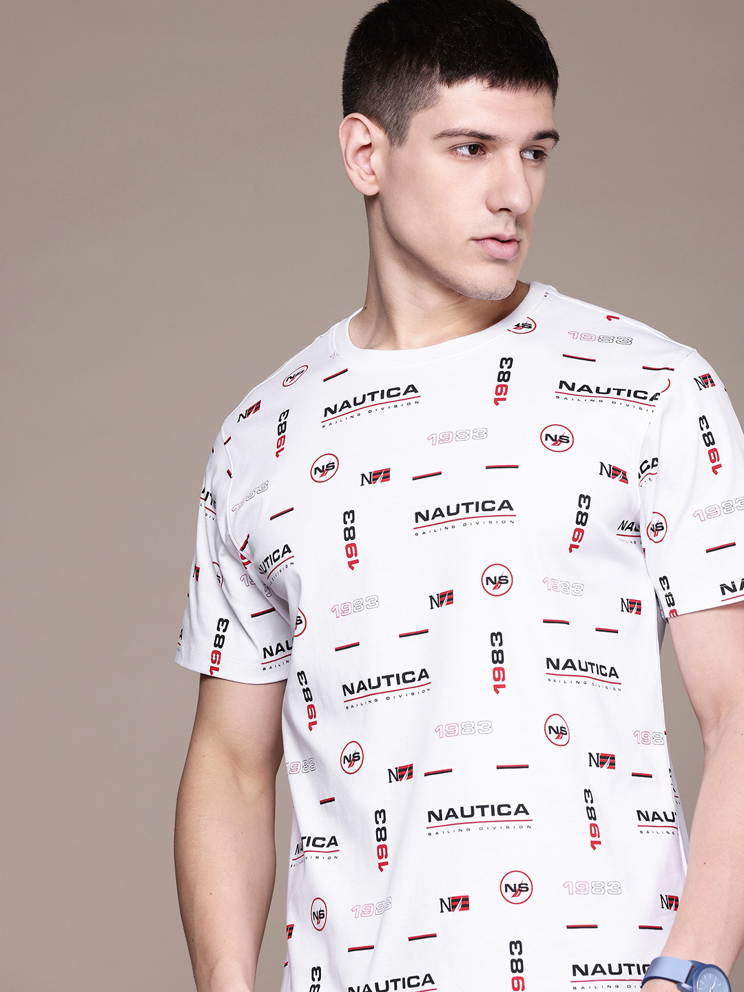 

Nautica Men Typography Printed T-Shirt, White