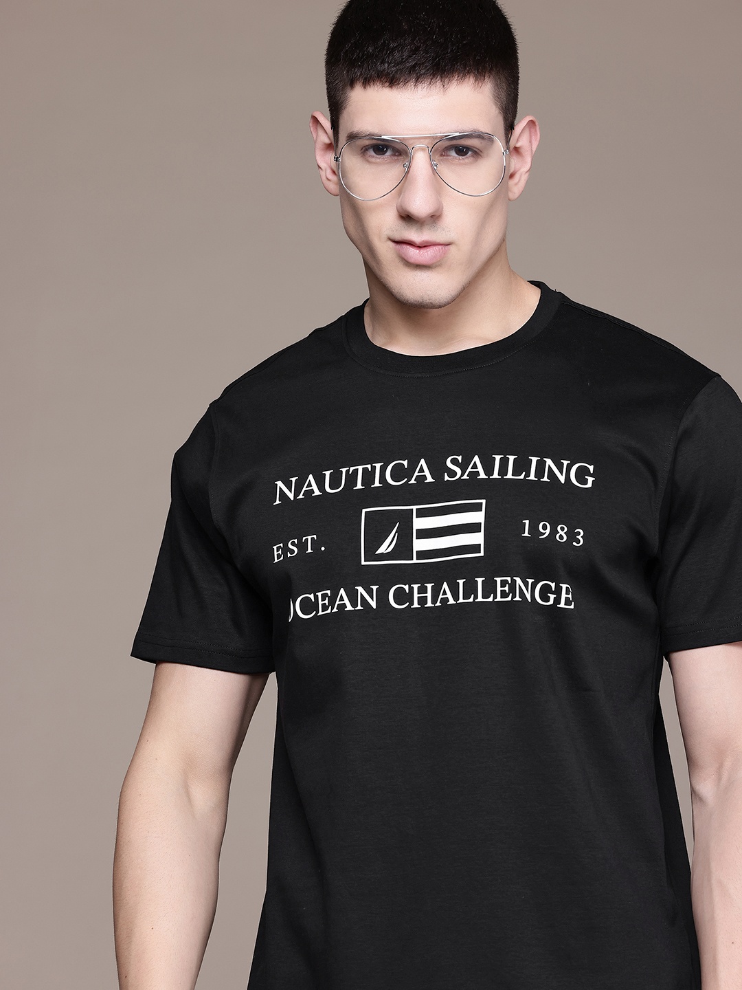

Nautica Pure Cotton Typography Print T-shirt, Black