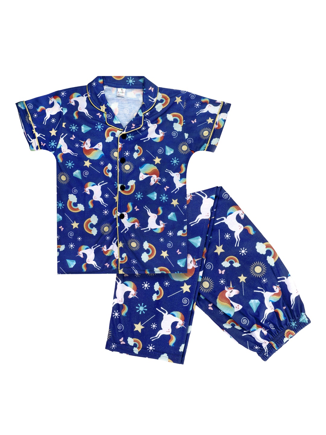 

BAESD Unisex Kids Printed Night suit, Navy blue