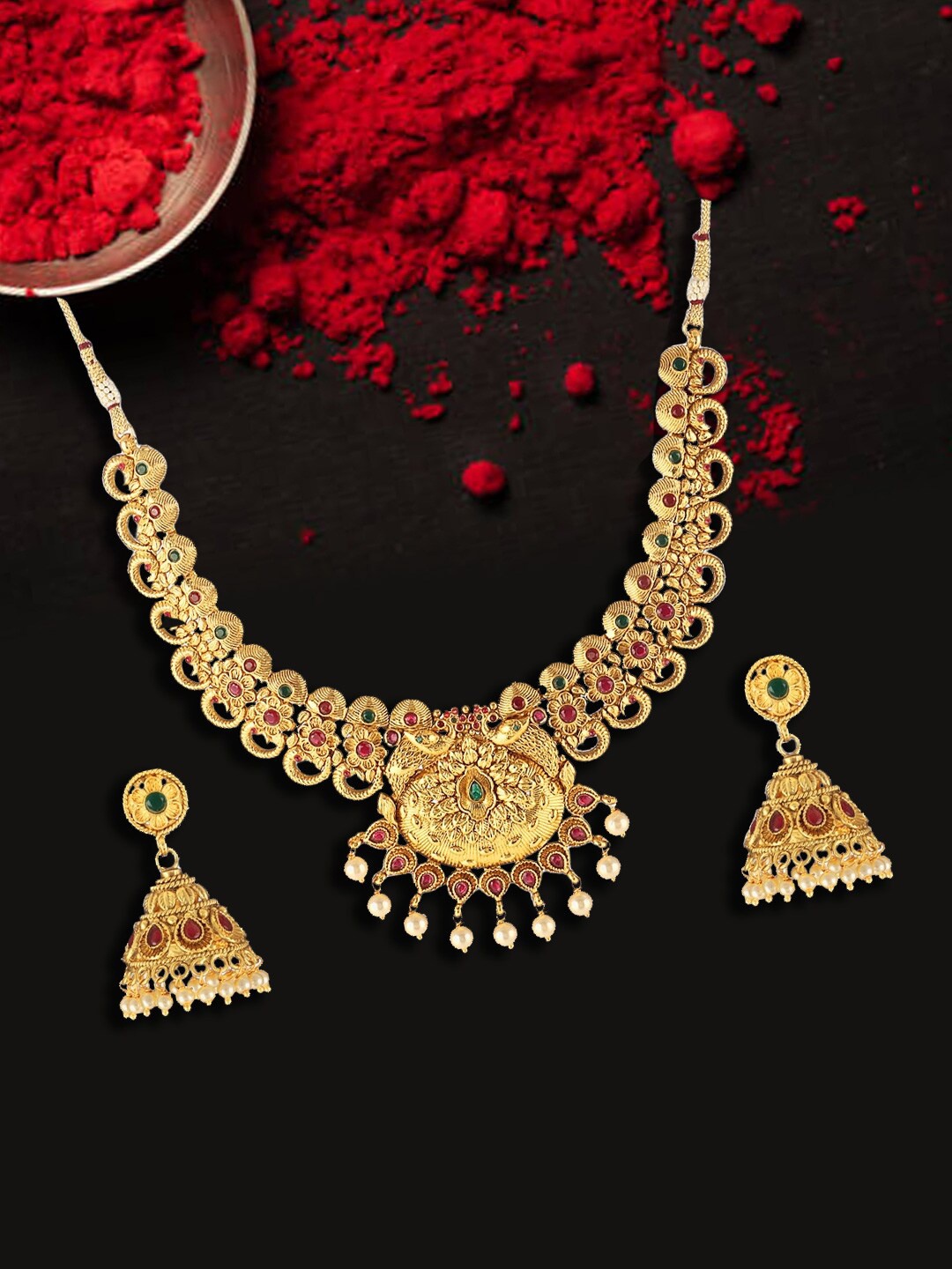 

Anouk Gold-Plated Stone Studded & Beaded Jewellery Set