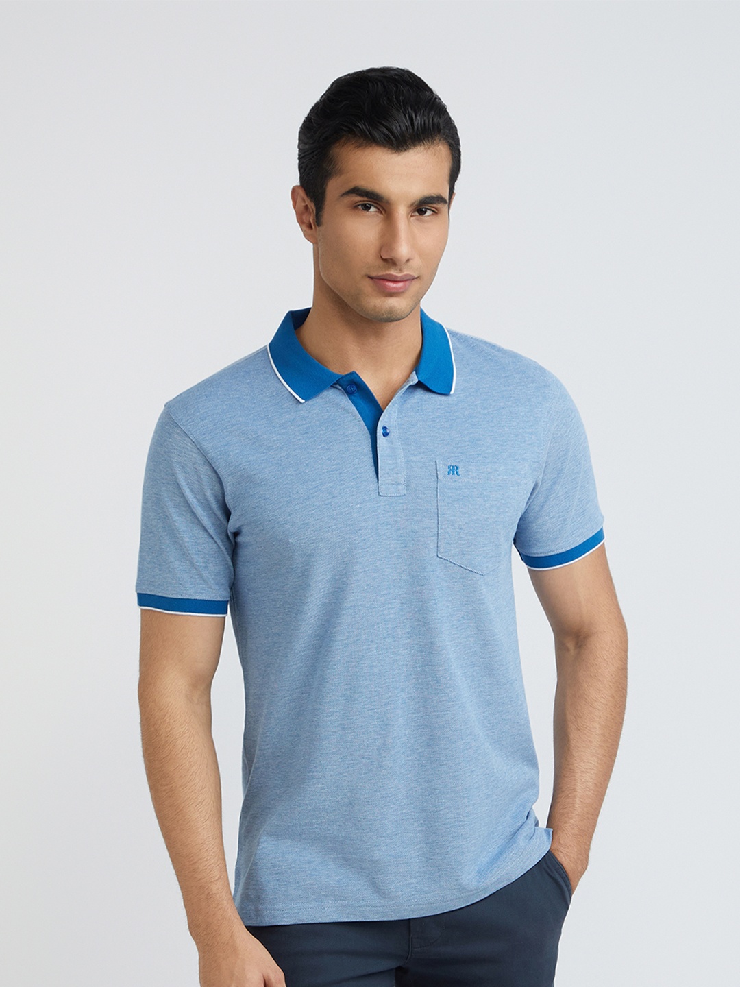 

Raymond Pure Cotton Modern Fit Polo Collar T-shirt, Blue