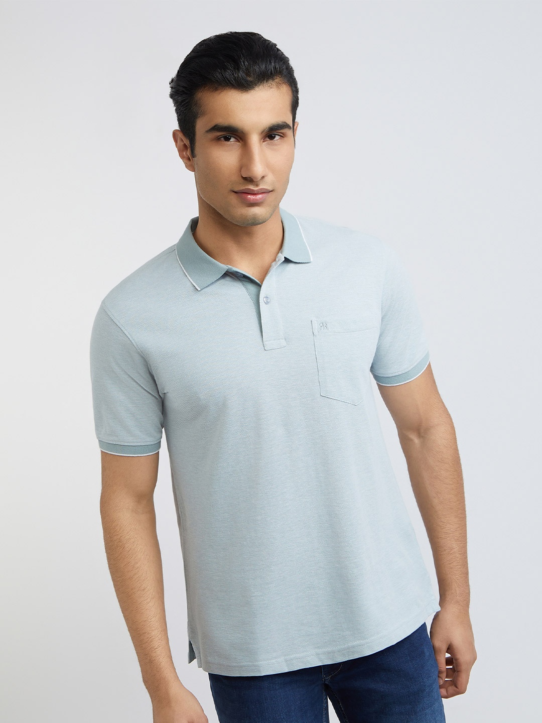 

Raymond Pure Cotton Modern Fit Polo Collar T-shirt, Blue