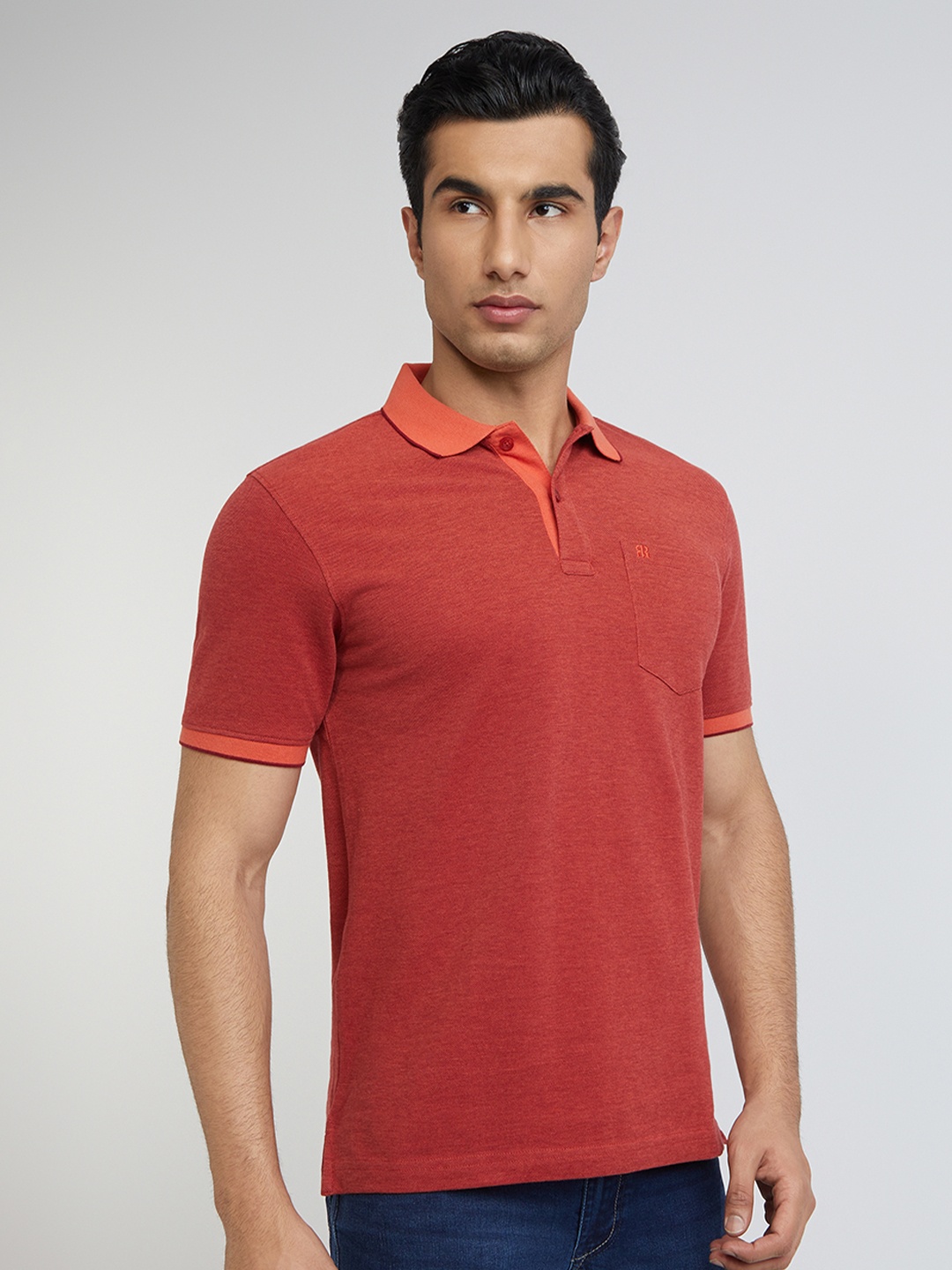 

Raymond Pure Cotton Modern Fit Polo Collar T-shirt, Rust