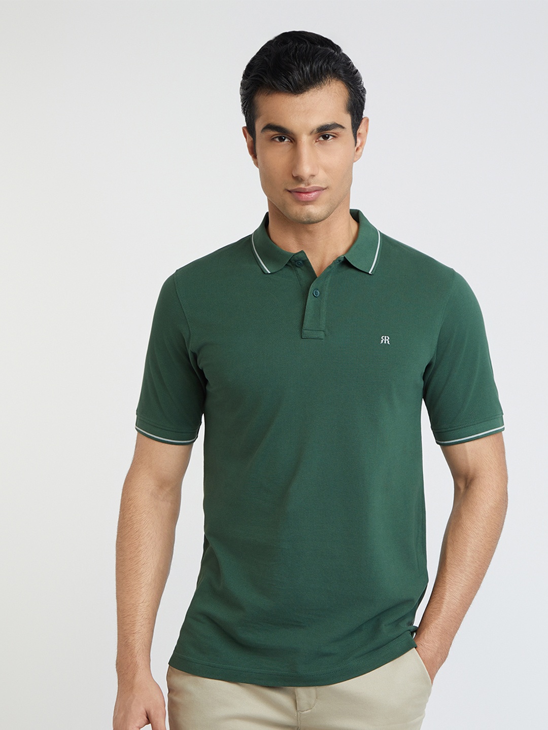 

Raymond Pure Cotton Modern Fit Polo Collar T-shirt, Green