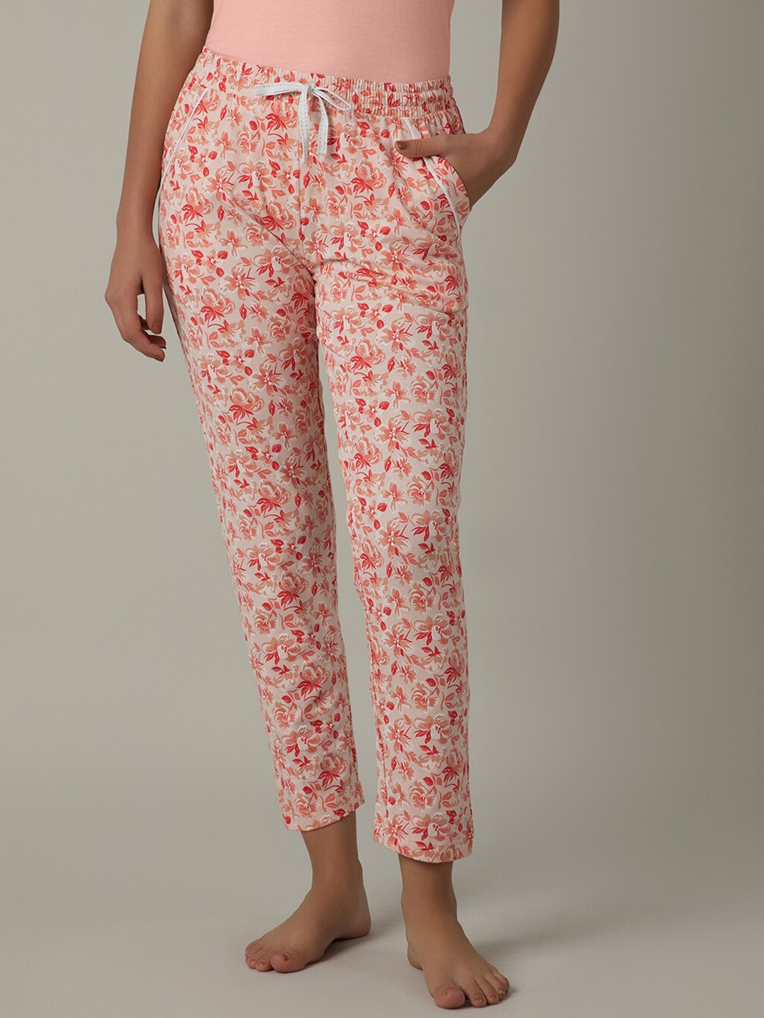 

Amante Women Printed Cotton Lounge Pants, Peach